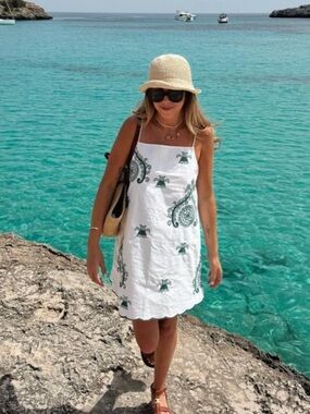 Zara Embroidered Mini Dress | XL | Cotton Slip Dress Vacation Resort